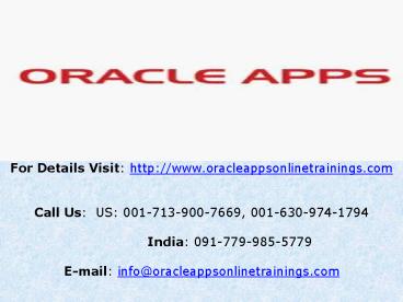 Oracle Apps Technical Training Online and Placement - Oracle Apps Online Trainings