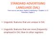 STANDARD ADVERTISING LANGUAGE (SAL) From now on, see Leech, English in Advertising  PowerPoint PPT Presentation