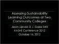 Assessing Sustainability Learning Outcomes at Two Community Colleges PowerPoint PPT Presentation