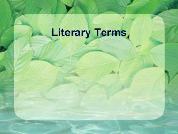 Literary Terms