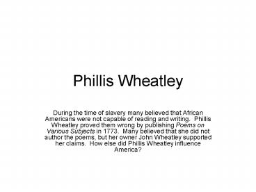 Phillis Wheatley