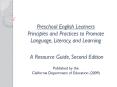 Preschool English Learners Principles and Practices to Promote Language, Literacy, and Learning  A Resource Guide, Second Edition PowerPoint PPT Presentation
