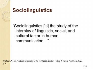Sociolinguistics