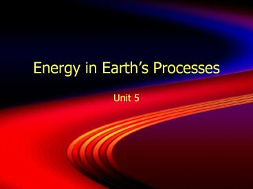 Energy in Earth