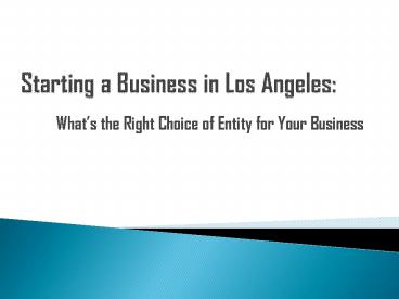 Starting a Business Los Angeles
