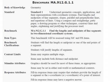 MA.912.G.1.1: Find the lengths and midpoints of line segments in two-dimensional coordinate systems.