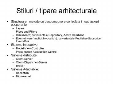 Stiluri / tipare arhitecturale