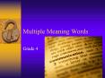 Multiple Meaning Words PowerPoint PPT Presentation