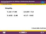 Solving Equations by Adding or Subtracting Decimals