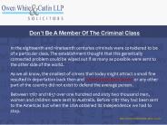 Don’t Be A Member Of The Criminal Class