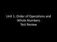 Unit 1: Order of Operations and Whole Numbers Test Review PowerPoint PPT Presentation