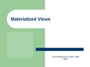 Materialized Views