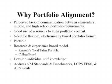 Why Portfolio Alignment?