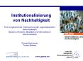 Institutionalisierung von Nachhaltigkeit PowerPoint PPT Presentation