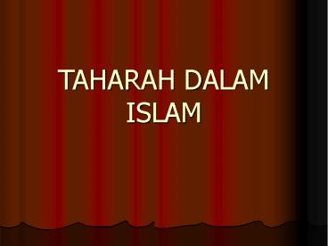 TAHARAH DALAM ISLAM