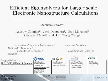 Efficient Eigensolvers for Large-scale Electronic Nanostructure Calculations