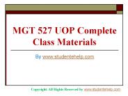 MGT 527 UOP Complete Class Materials