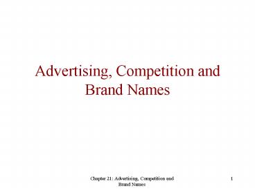 Advertising, Competition and Brand Names