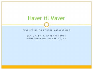 Evaluering og forskningsbasering