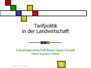 Tarifpolitik in der Landwirtschaft