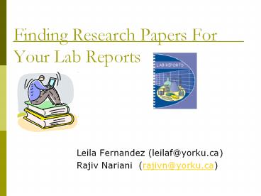 Finding Research Papers For Your Lab Reports