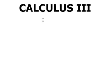 CALCULUS III