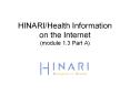 HINARI/Health Information on the Internet (module 1.3 Part A) PowerPoint PPT Presentation