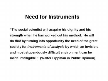 Need for Instruments
