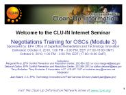 Welcome to the CLU-IN Internet Seminar