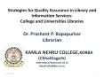 Strategies for Quality Assurance in Library and Information Services:                     College and Universities Libraries  PowerPoint PPT Presentation