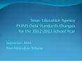 Texas Education Agency PEIMS Data Standards Changes for the 2012-2013 School Year PowerPoint PPT Presentation