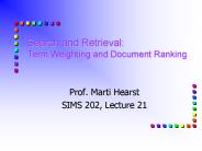 Search and Retrieval: Term Weighting and Document Ranking