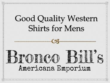Good Quality Western Shirts for Mens