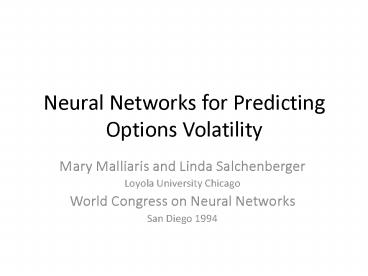 Neural Networks for Predicting Options Volatility