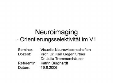 Neuroimaging - Orientierungsselektivit