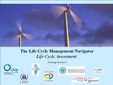The Life Cycle Management Navigator Life Cycle Assessment Training Session 9