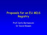 Proposals for an EU MDS Registry