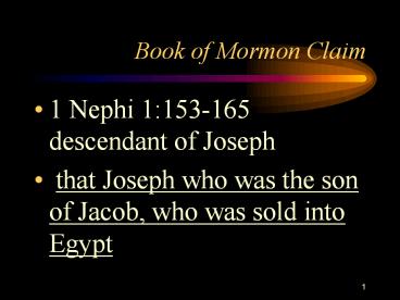 Book of Mormon Claim