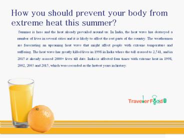 How you should prevent your body from extreme heat this summer?