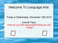 Welcome To Language Arts: PowerPoint PPT Presentation