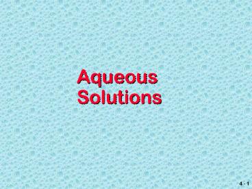 Aqueous Solutions