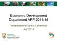 Economic Development Department APP 2014/15 PowerPoint PPT Presentation
