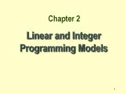 Linear and Integer Programming Models