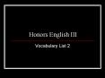 Honors English III PowerPoint PPT Presentation