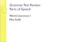 Grammar Test Review: Parts of Speech PowerPoint PPT Presentation