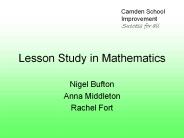 Lesson Study in Mathematics