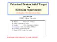 Polarized Proton Solid Target for RI beam experiments PowerPoint PPT Presentation