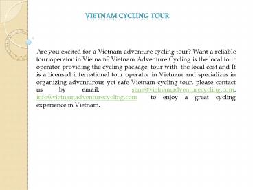 Vietnam Cycling Tour