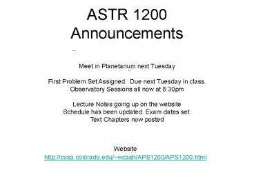 ASTR 1200 Announcements