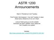 ASTR 1200 Announcements